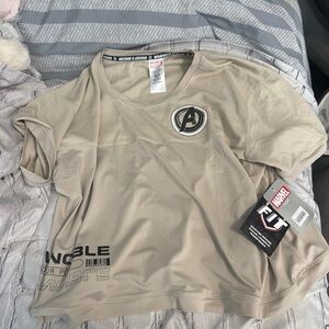 Avengers Invincible Marvel Fit Disney Crop Top Athletic Shirt Womens Large